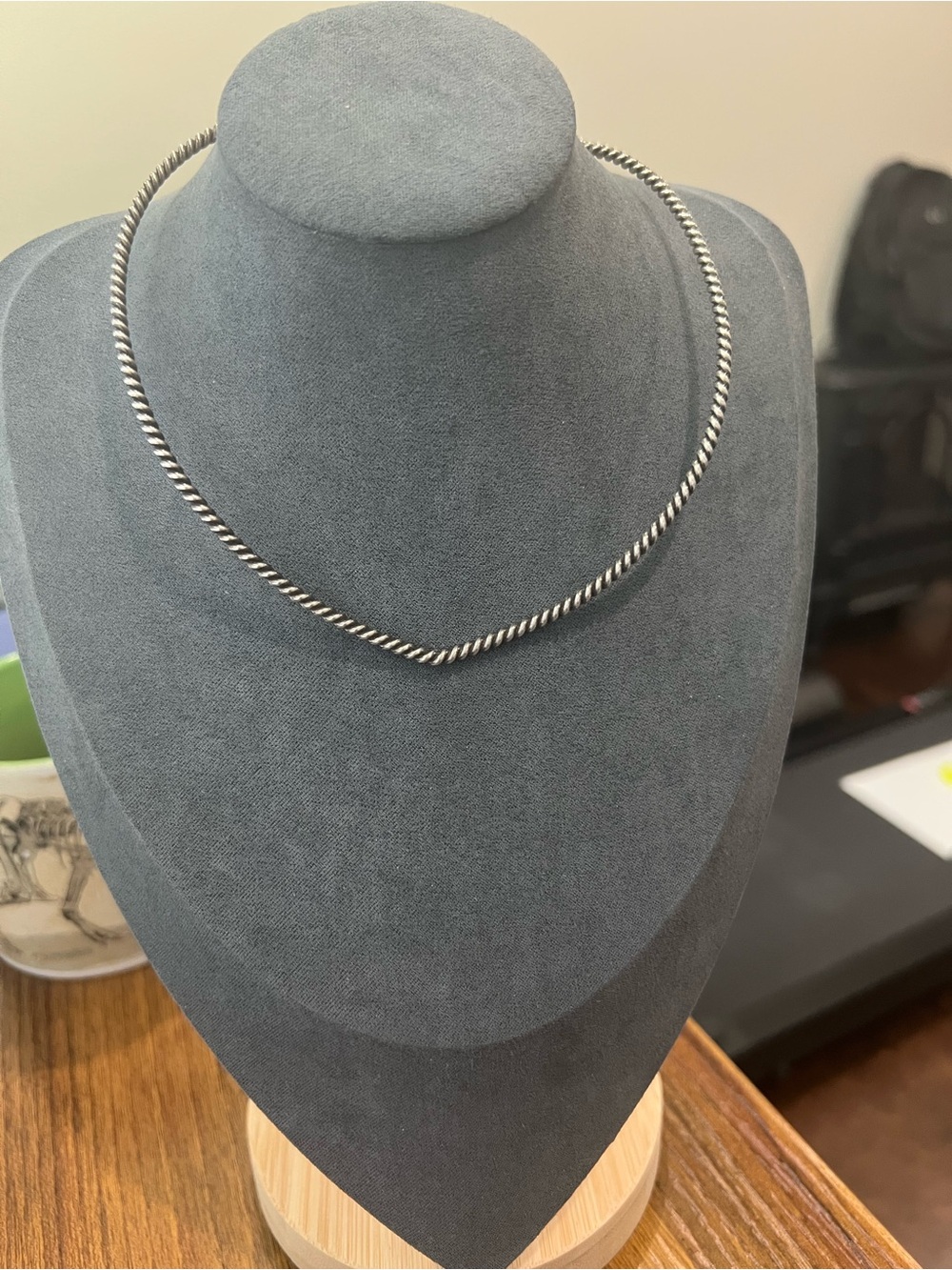 Sterling Twisted Rope Choker Necklace - Silver